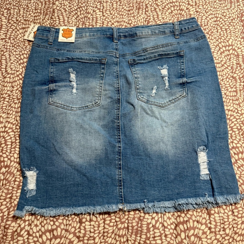 Wax Jean Distressed Denim Mini Skirt - Picture 4 of 4